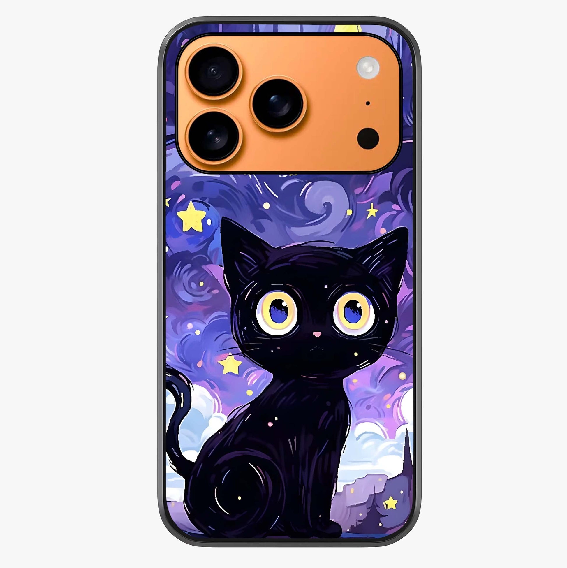 Abstract Cat Art Glass Case captured at a warm angle highlighting gloss, texture and premium glass finish.