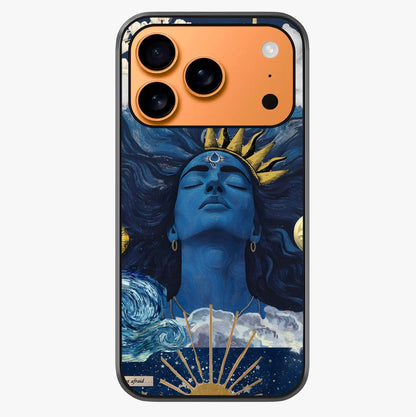 Aesthetic Lord Shiva Glass Case captured at a warm angle highlighting gloss, texture and premium glass finish.