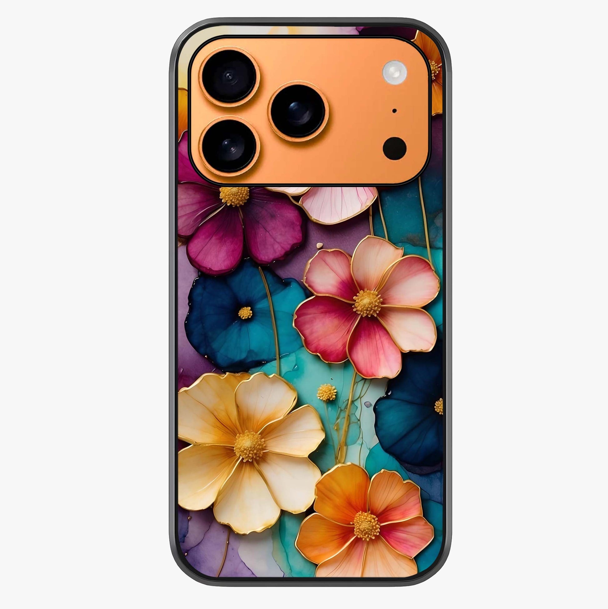Artlyn Grace Flower Pattern Glass Case captured at a warm angle highlighting gloss, texture and premium glass finish.