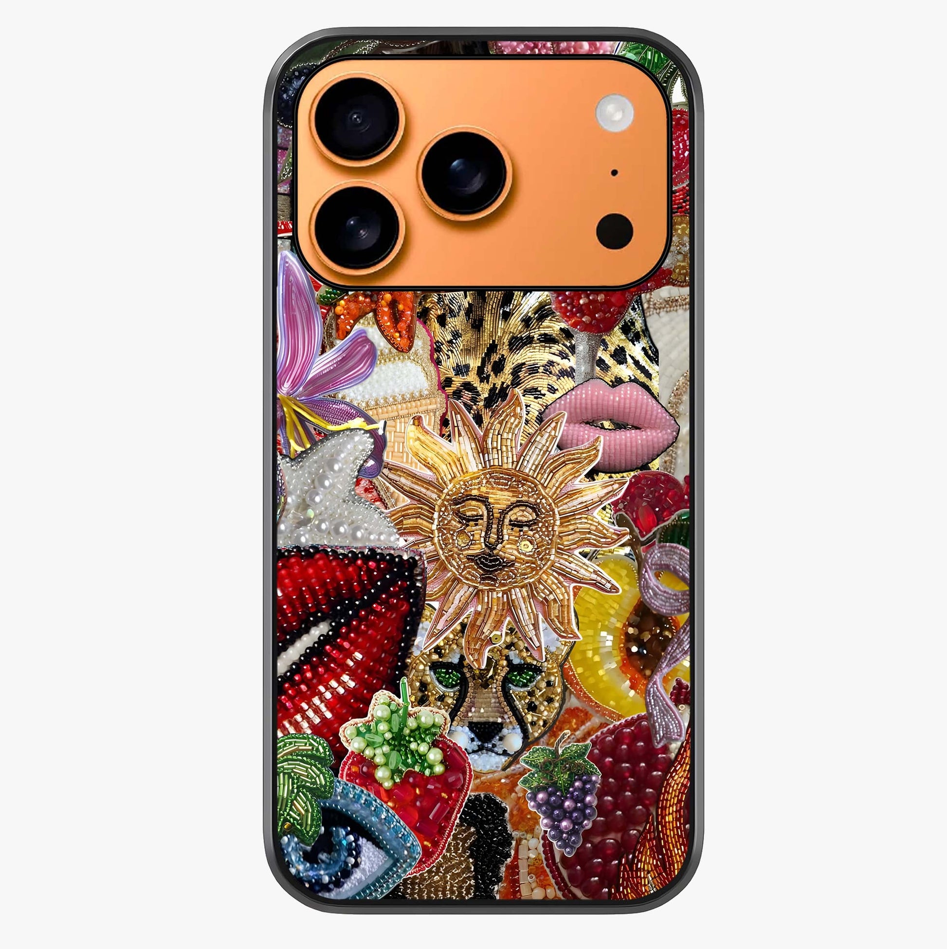 Beaded Fashion Jungle Glass Case captured at a warm angle highlighting gloss, texture and premium glass finish.