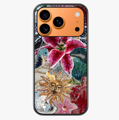 Beaded Garden Fantasy Glass Case captured at a warm angle highlighting gloss, texture and premium glass finish.