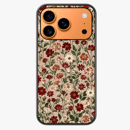 Biege Flower With Leaf Glass Case captured at a warm angle highlighting gloss, texture and premium glass finish.
