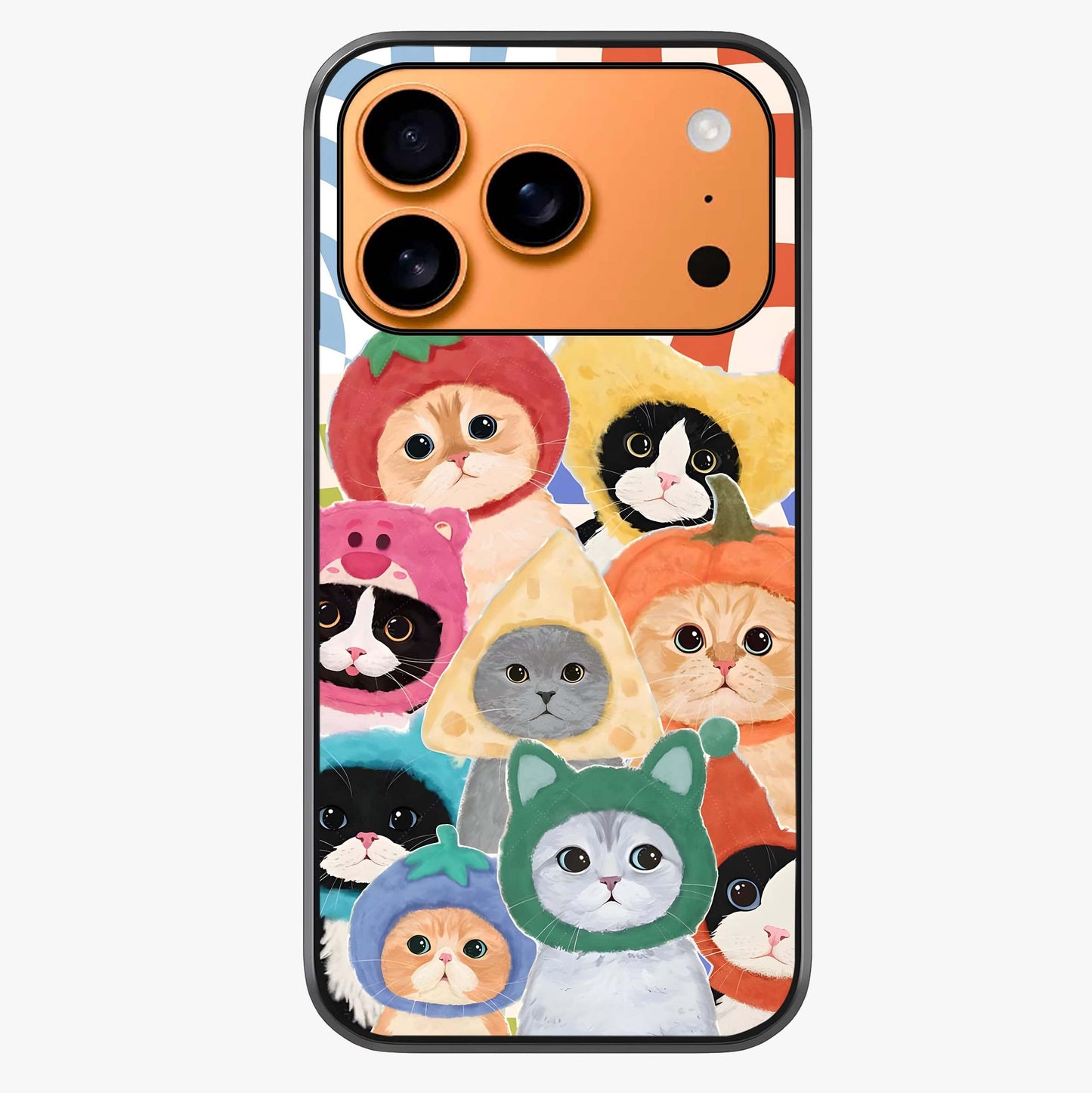 Cats In Fruits Glass Case captured at a warm angle highlighting gloss, texture and premium glass finish.