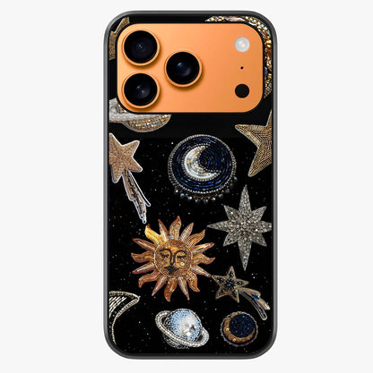 Celestial Gem Constellations Glass Case captured at a warm angle highlighting gloss, texture and premium glass finish.
