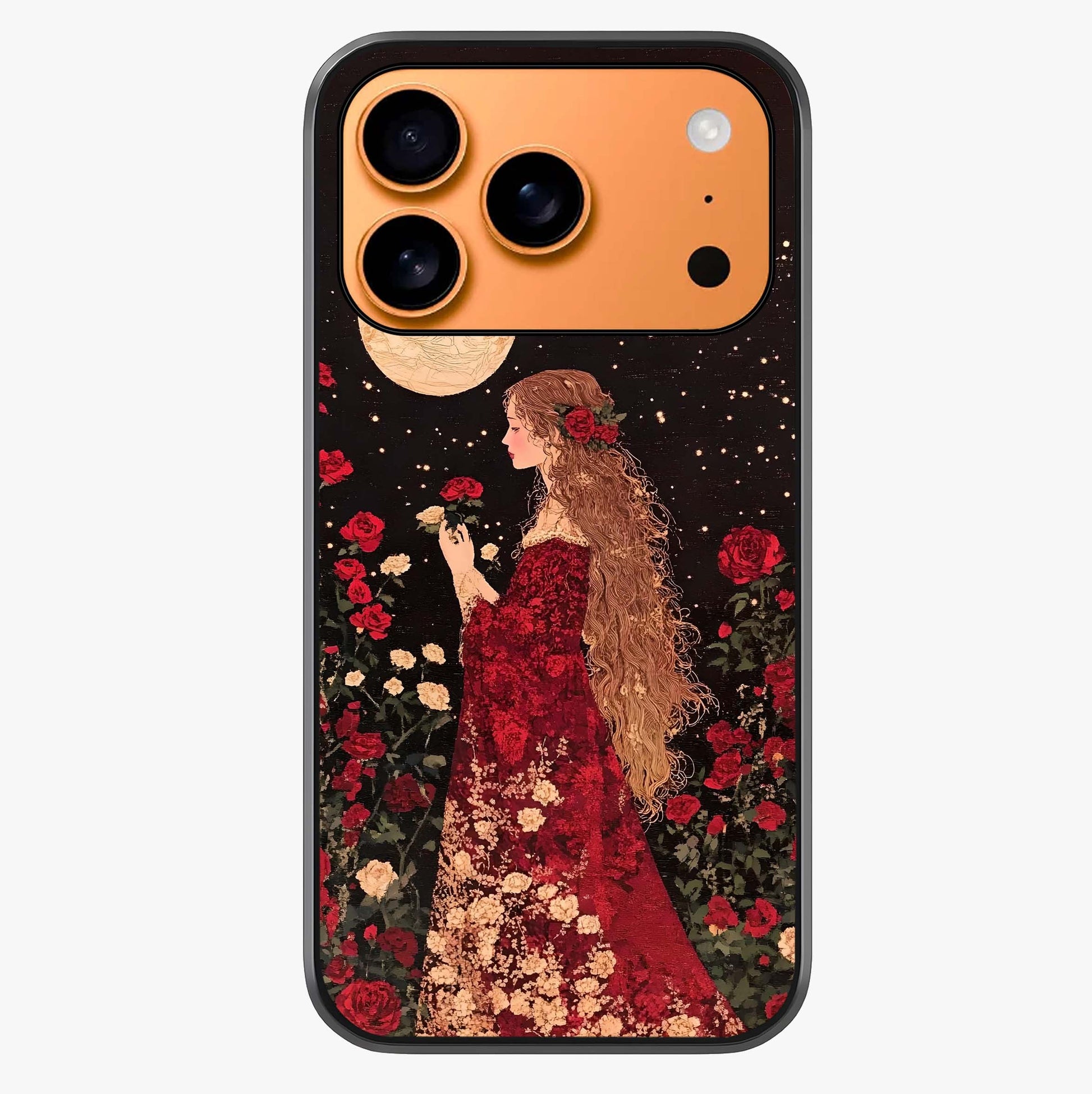 Crimson Dreams Glass Case captured at a warm angle highlighting gloss, texture and premium glass finish.