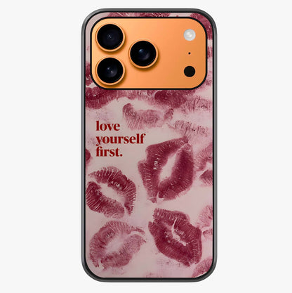 Crimson Kiss Love Glass Case captured at a warm angle highlighting gloss, texture and premium glass finish.
