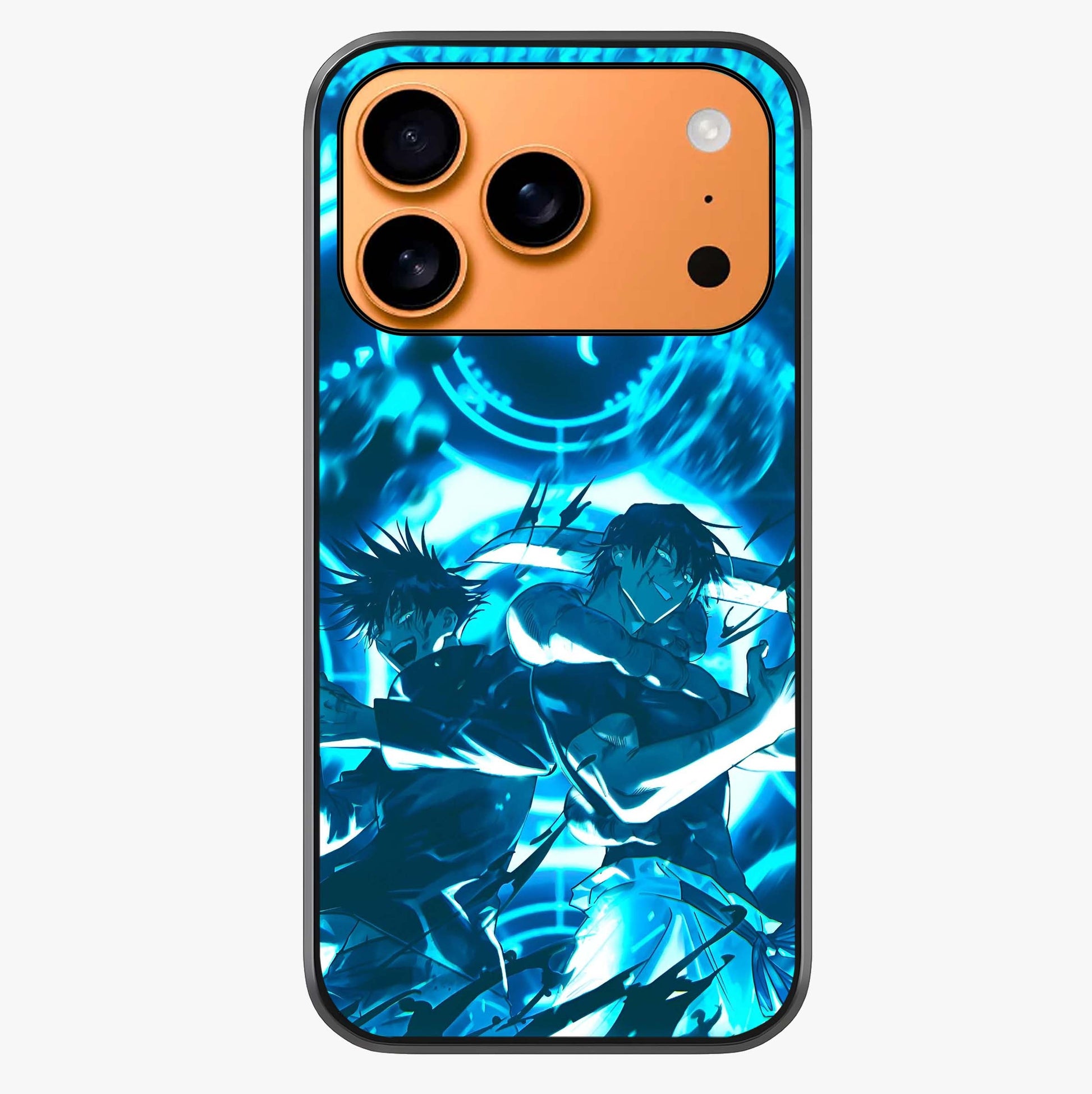 Cursed Energy Clash Glass Case captured at a warm angle highlighting gloss, texture and premium glass finish.
