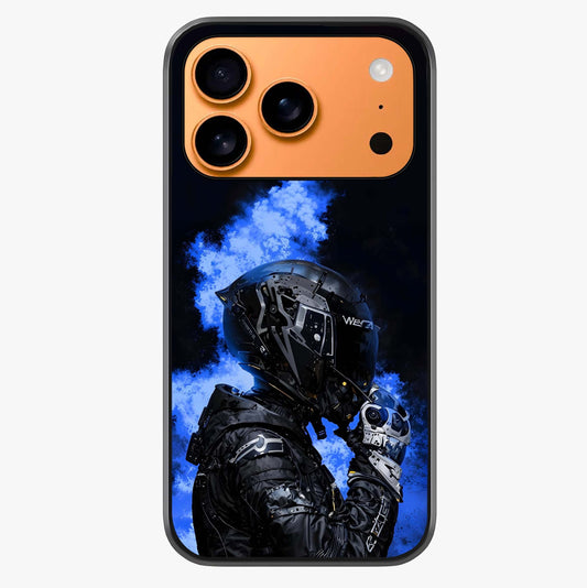 Cyber Sentinel Protocol Glass Case captured at a warm angle highlighting gloss, texture and premium glass finish.
