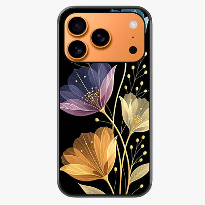 Delicate Multicolor Flowers Glass Case captured at a warm angle highlighting gloss, texture and premium glass finish.