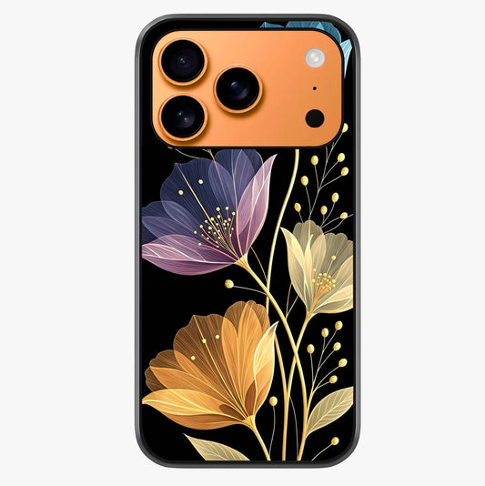 Delicate Multicolor Flowers Glass Case captured at a warm angle highlighting gloss, texture and premium glass finish.