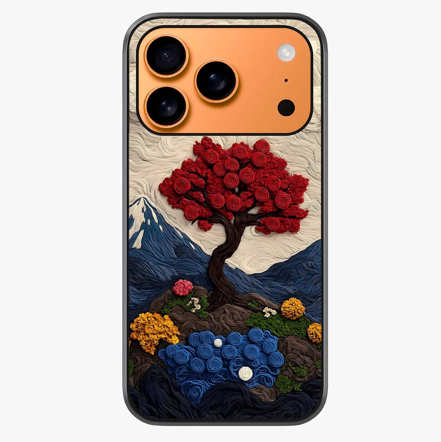 Eternal Nature Tapestry Glass Case captured at a warm angle highlighting gloss, texture and premium glass finish.