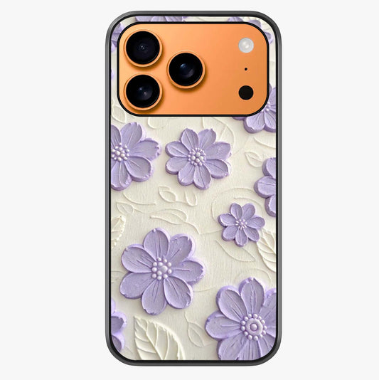 Floral Wall Art With Purple Flowers Glass Case captured at a warm angle highlighting gloss, texture and premium glass finish.