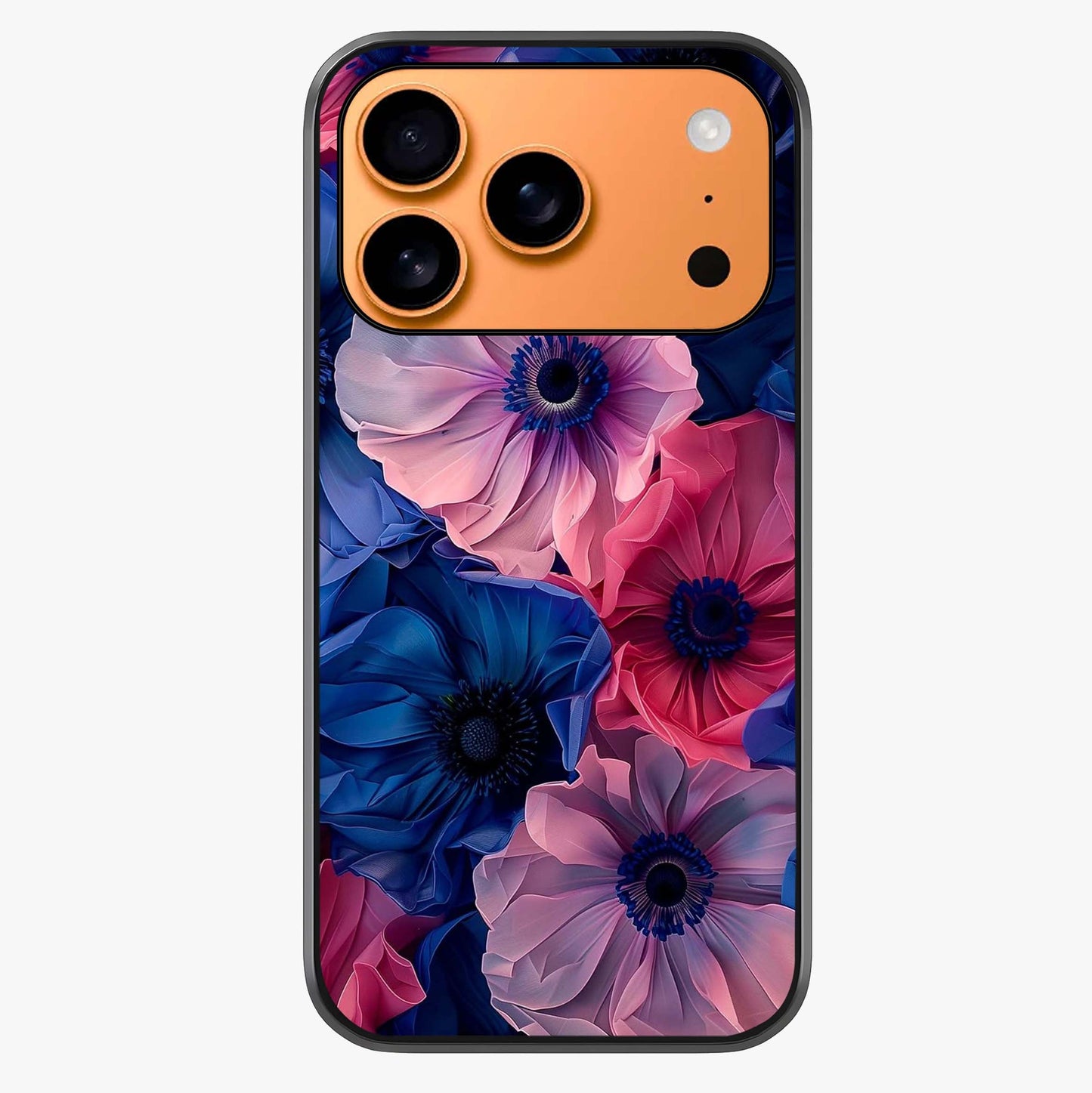 Flower Paper Art Pattern Glass Case captured at a warm angle highlighting gloss, texture and premium glass finish.