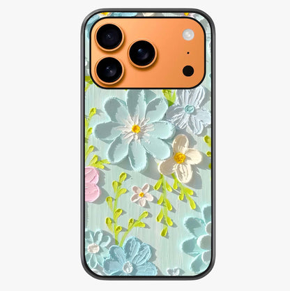 Frosted Petal Garden Glass Case captured at a warm angle highlighting gloss, texture and premium glass finish.