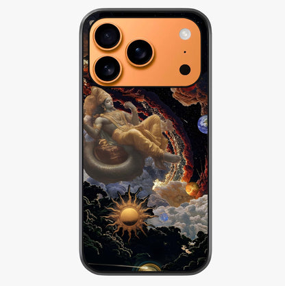 Galactic Divine God Glass Case captured at a warm angle highlighting gloss, texture and premium glass finish.