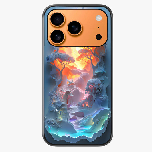Glow Forest Portal Glass Case captured at a warm angle highlighting gloss, texture and premium glass finish.