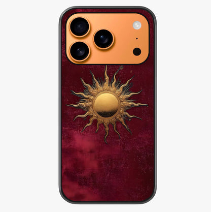 Gold Sun Blush Glass Case captured at a warm angle highlighting gloss, texture and premium glass finish.