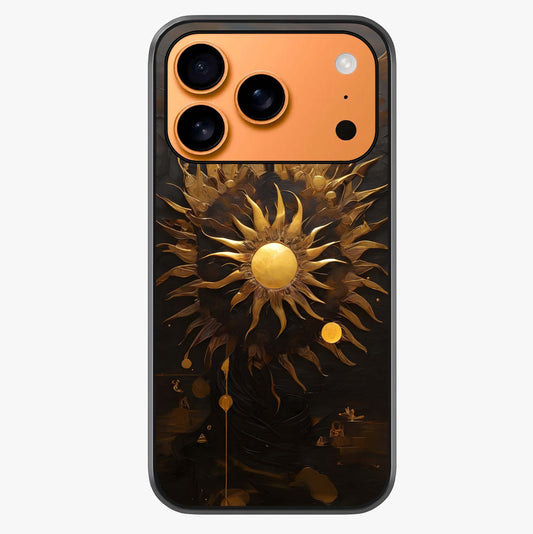 Golden Sun Majesty Glass Case captured at a warm angle highlighting gloss, texture and premium glass finish.
