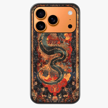 Inferno Dragon Soul Glass Case captured at a warm angle highlighting gloss, texture and premium glass finish.