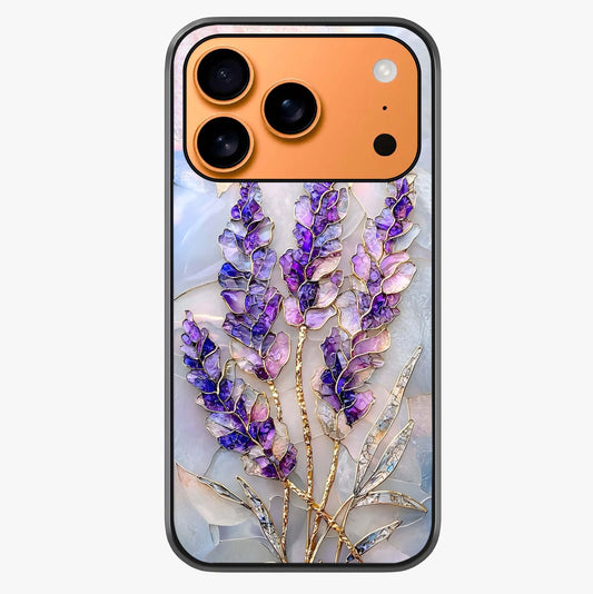 Lavender Dream Glow Glass Case captured at a warm angle highlighting gloss, texture and premium glass finish.