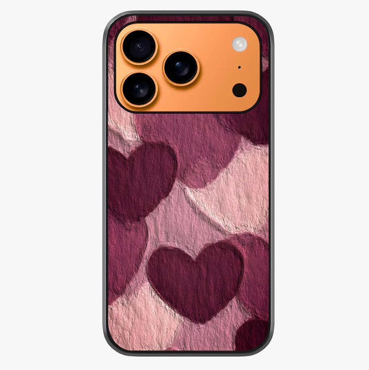 Layered Paper Hearts Glass Case captured at a warm angle highlighting gloss, texture and premium glass finish.
