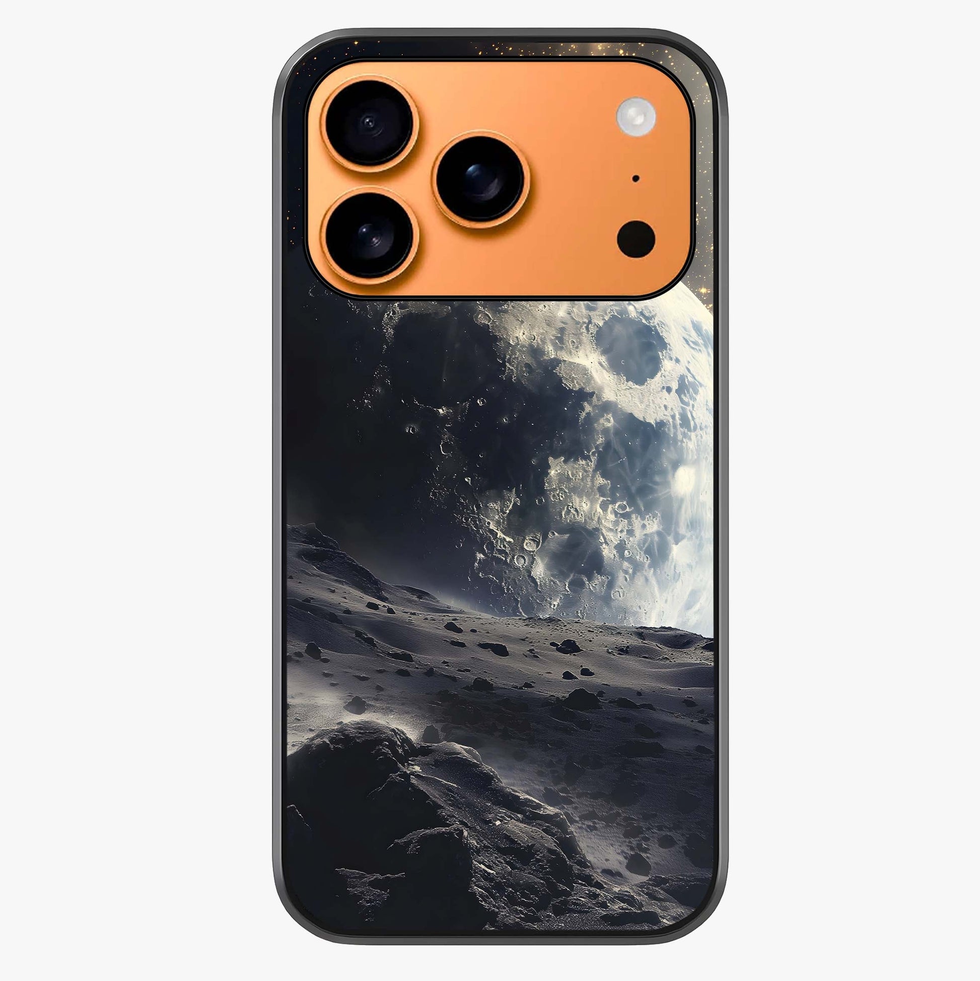 Lunar Horizon Glow Glass Case captured at a warm angle highlighting gloss, texture and premium glass finish.