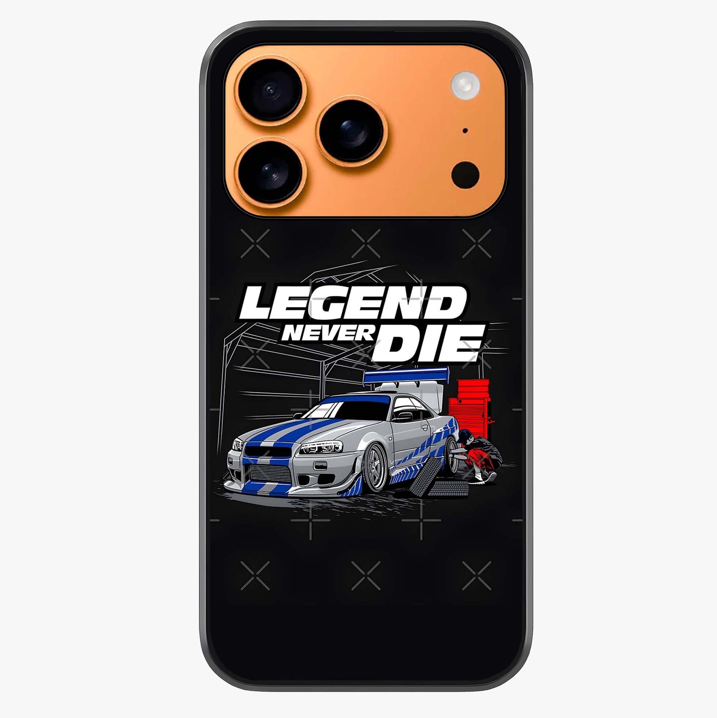 Midnight Racing Legacy Glass Case captured at a warm angle highlighting gloss, texture and premium glass finish.