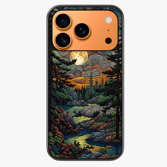 Moonlight Forest Dream Glass Case captured at a warm angle highlighting gloss, texture and premium glass finish.
