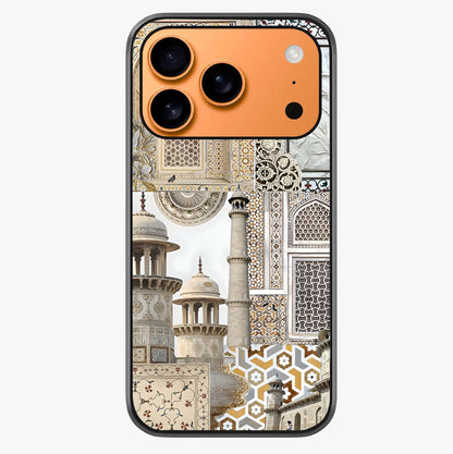 Mughal Marble Legacy Glass Case captured at a warm angle highlighting gloss, texture and premium glass finish.