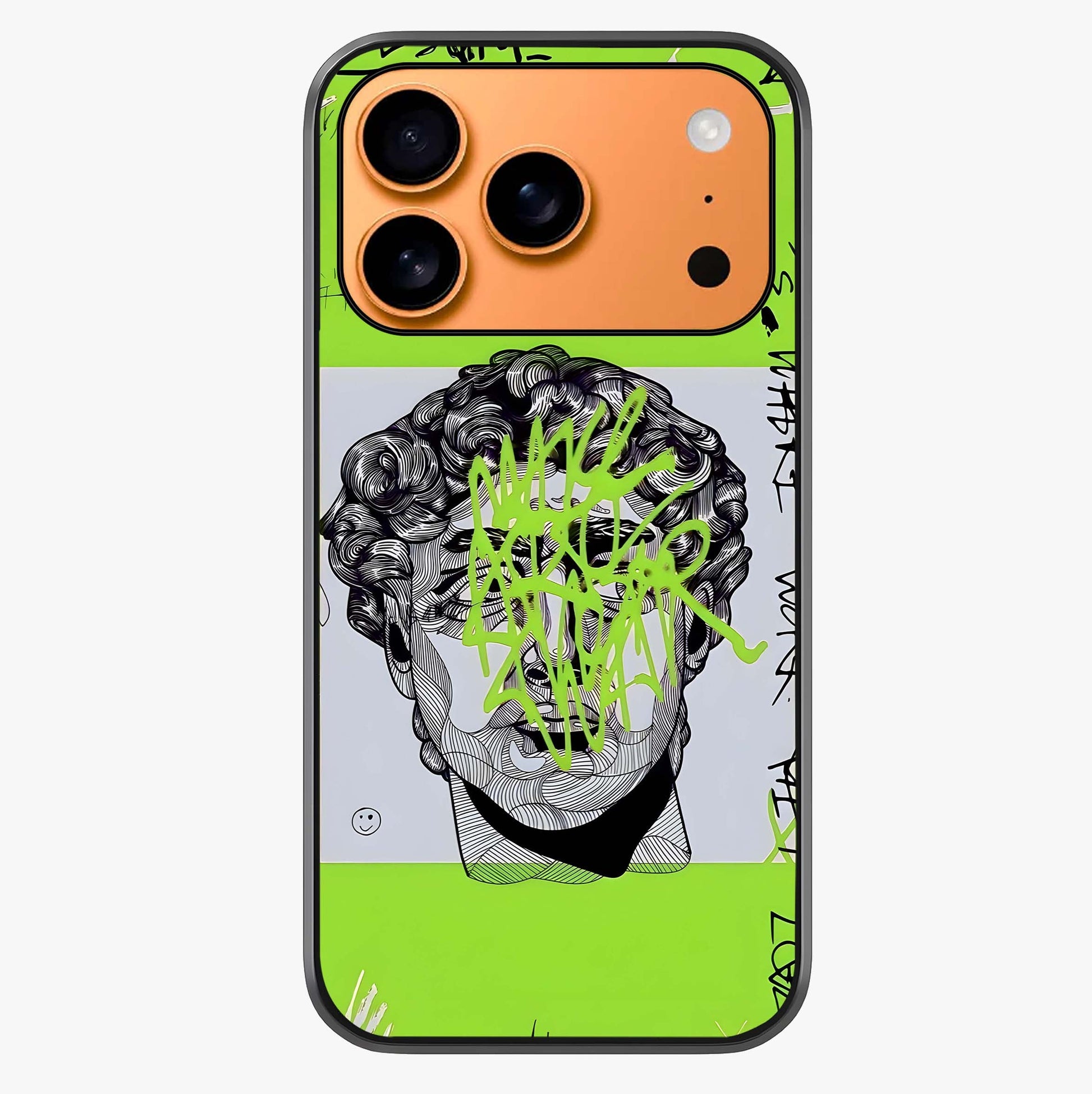 Neo Graffiti Rebellion Glass Case captured at a warm angle highlighting gloss, texture and premium glass finish.