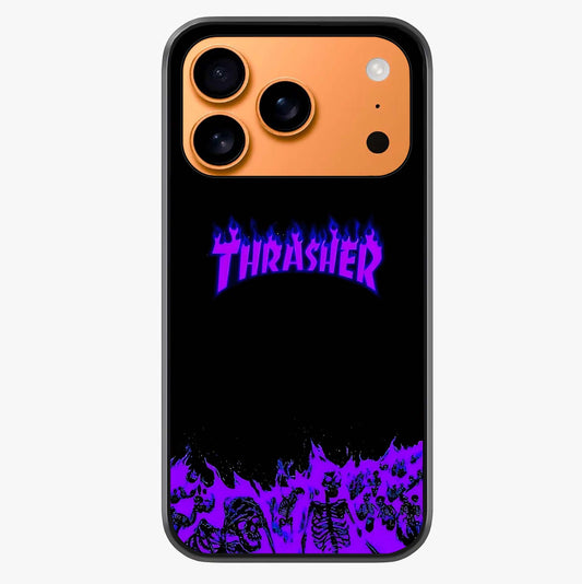 Neon Flame Riot Glass Case captured at a warm angle highlighting gloss, texture and premium glass finish.