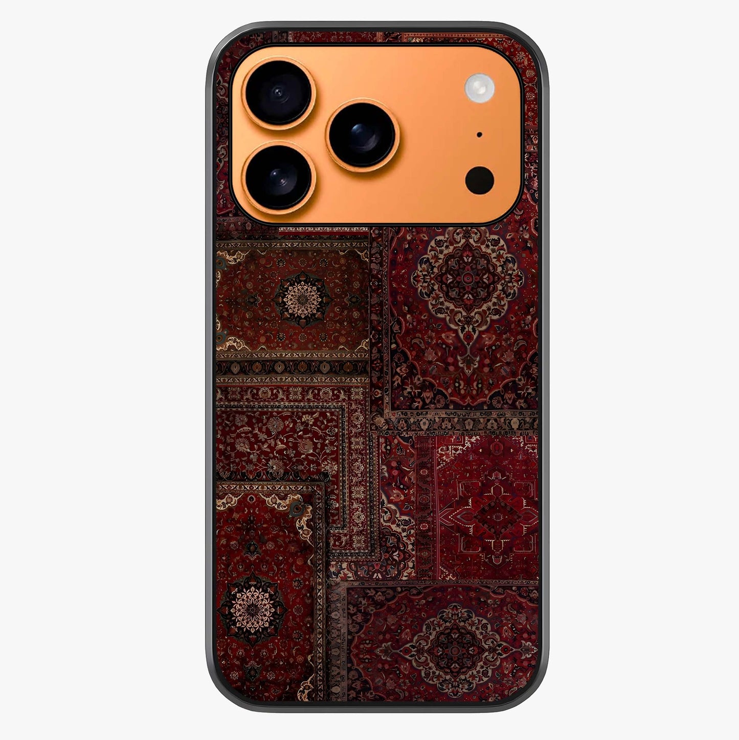 Persian Velvet Tale Glass Case captured at a warm angle highlighting gloss, texture and premium glass finish.
