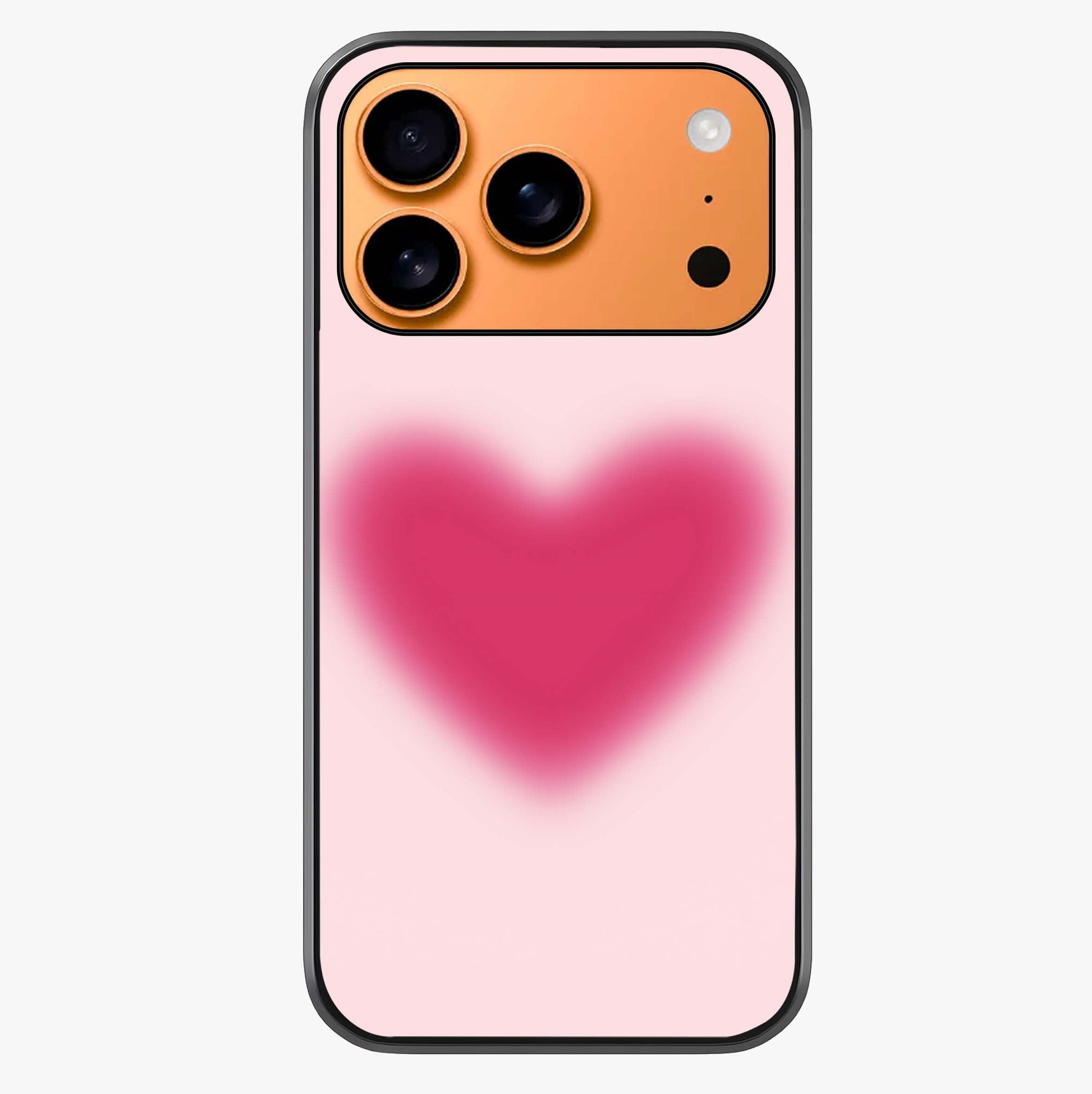 Pink Aura Heart Glass Case captured at a warm angle highlighting gloss, texture and premium glass finish.