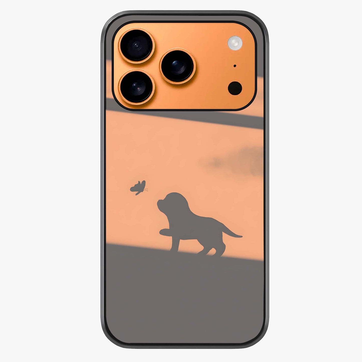 Puppy Shadow Art Glass Case captured at a warm angle highlighting gloss, texture and premium glass finish.