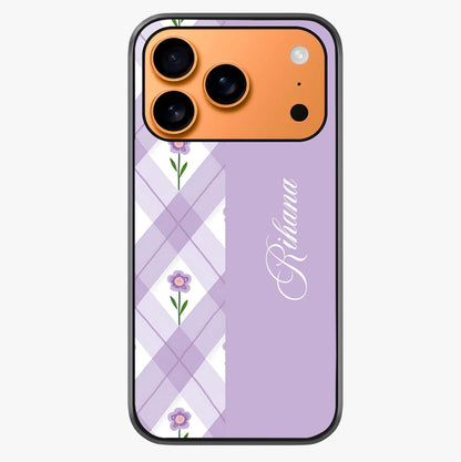 Purple Diamond Floral Glass Case captured at a warm angle highlighting gloss, texture and premium glass finish.