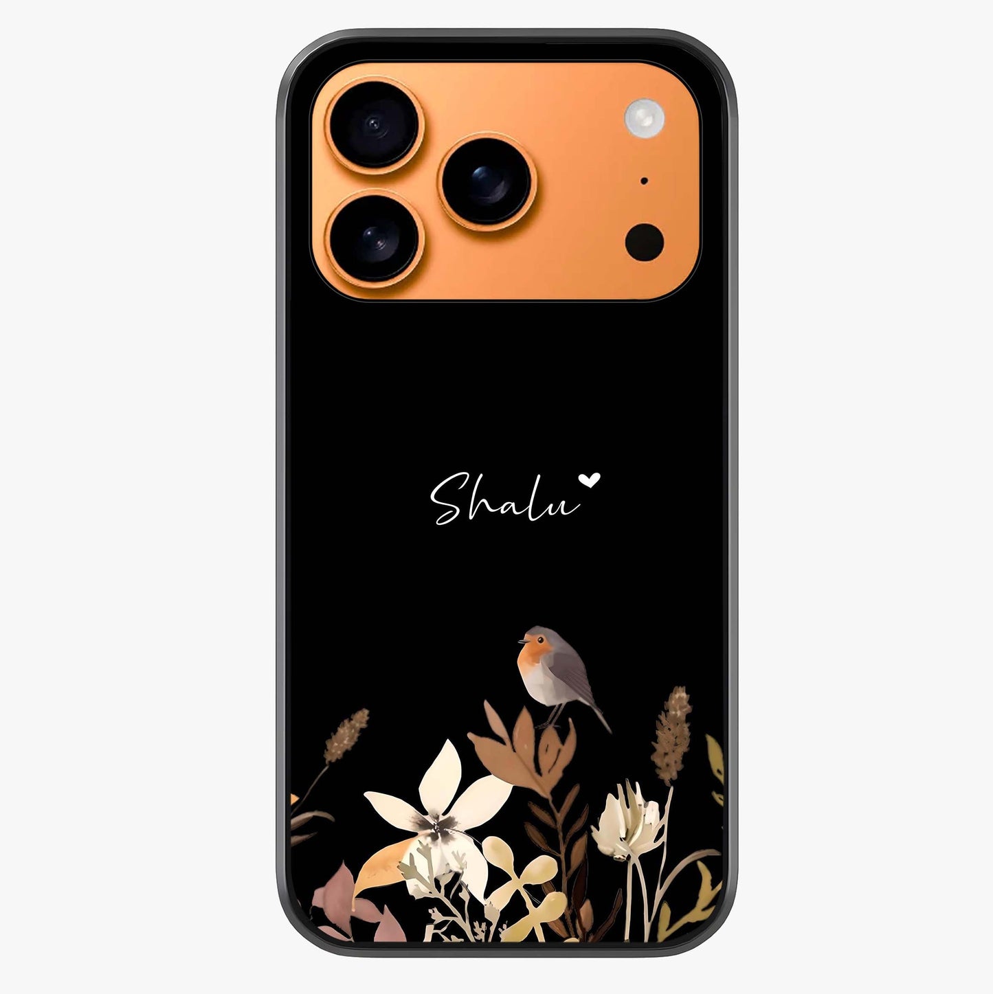Quiet Garden Tune Custom Name Glass Case captured at a warm angle highlighting gloss, texture and premium glass finish.