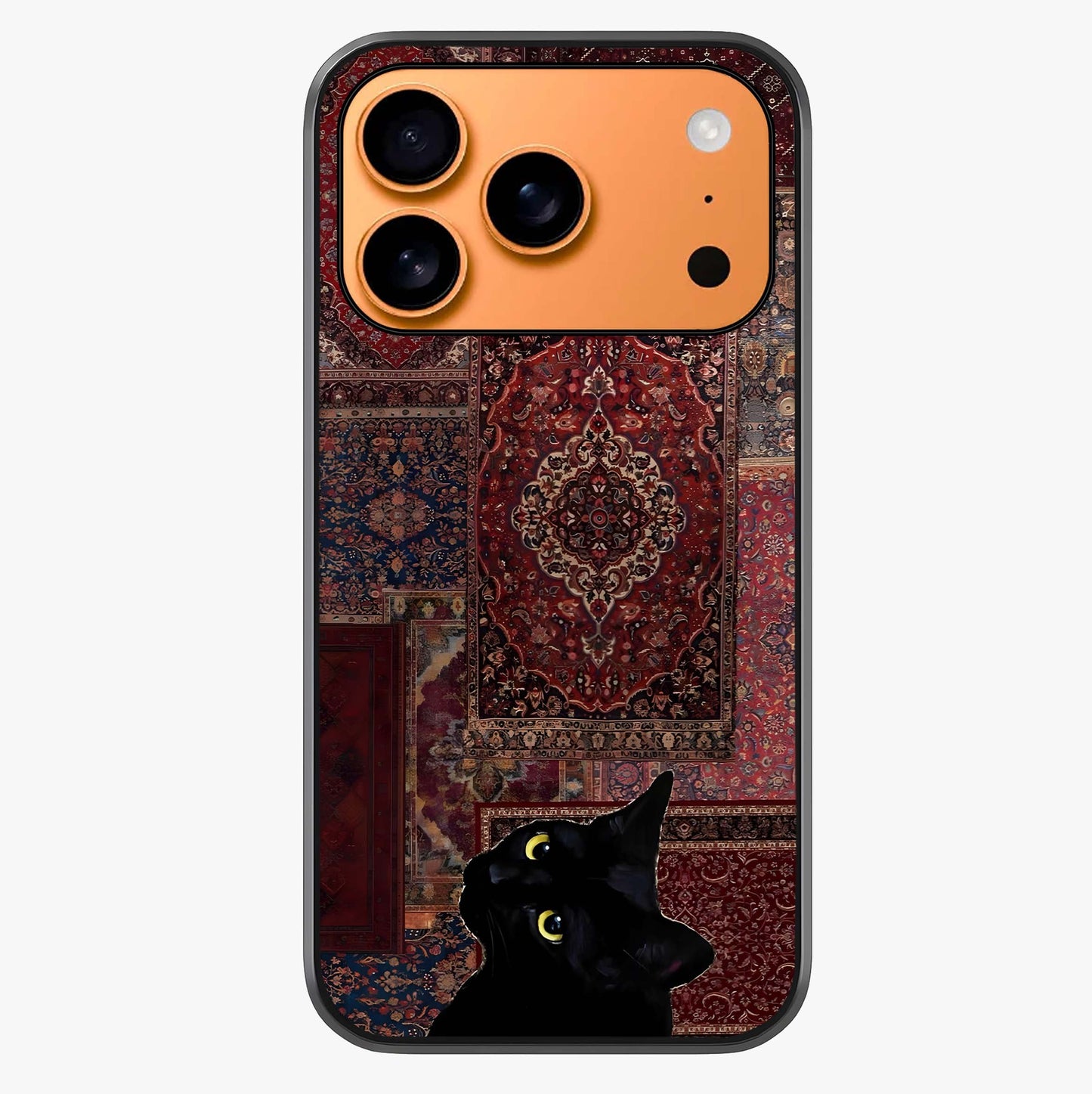 Regal Magic Cat Apple Glass Case captured at a warm angle highlighting gloss, texture and premium glass finish.