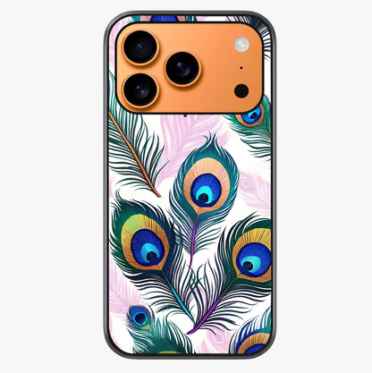 Royal Peacock Feathers Glass Case captured at a warm angle highlighting gloss, texture and premium glass finish.