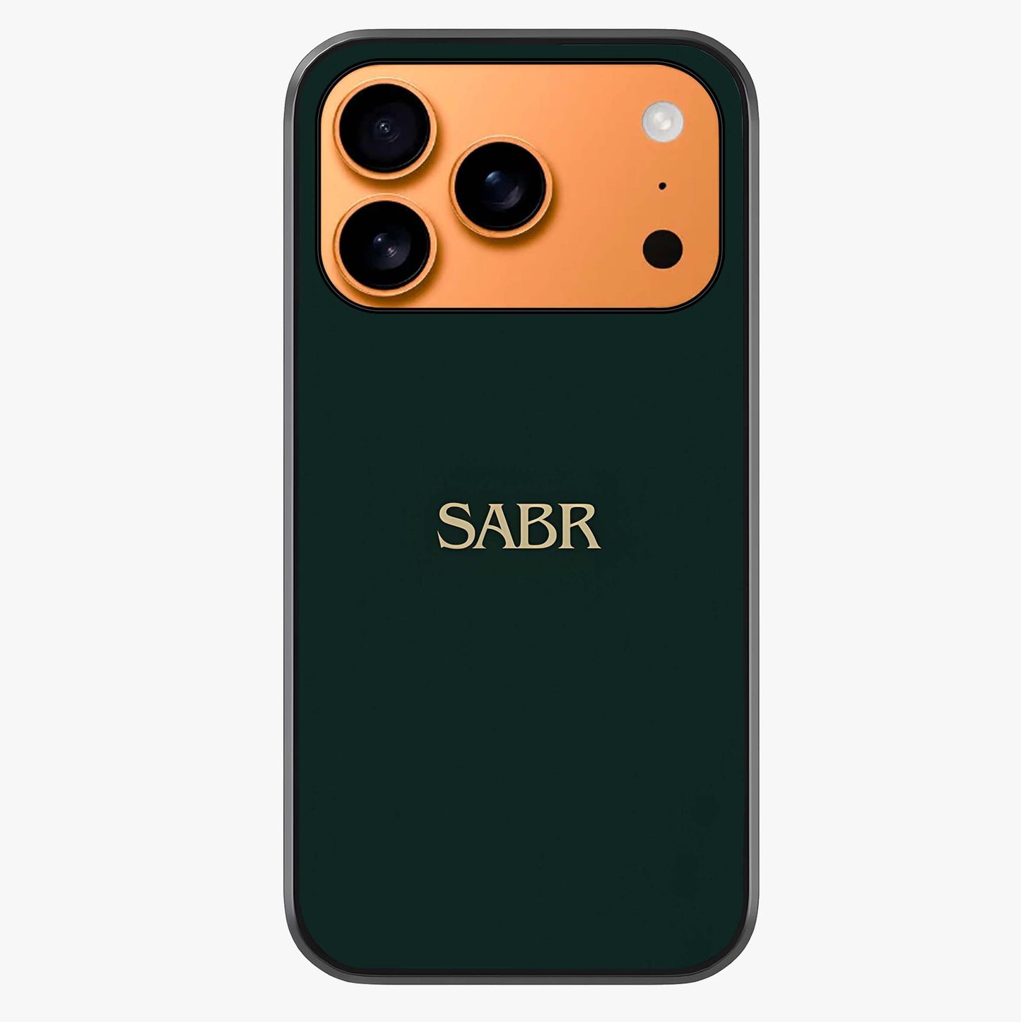 Sabr Minimal Patience Glass Case captured at a warm angle highlighting gloss, texture and premium glass finish.