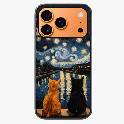 Starry River Cats Glass Case captured at a warm angle highlighting gloss, texture and premium glass finish.