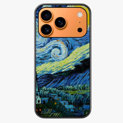 Van Gogh Art Glass Case captured at a warm angle highlighting gloss, texture and premium glass finish.