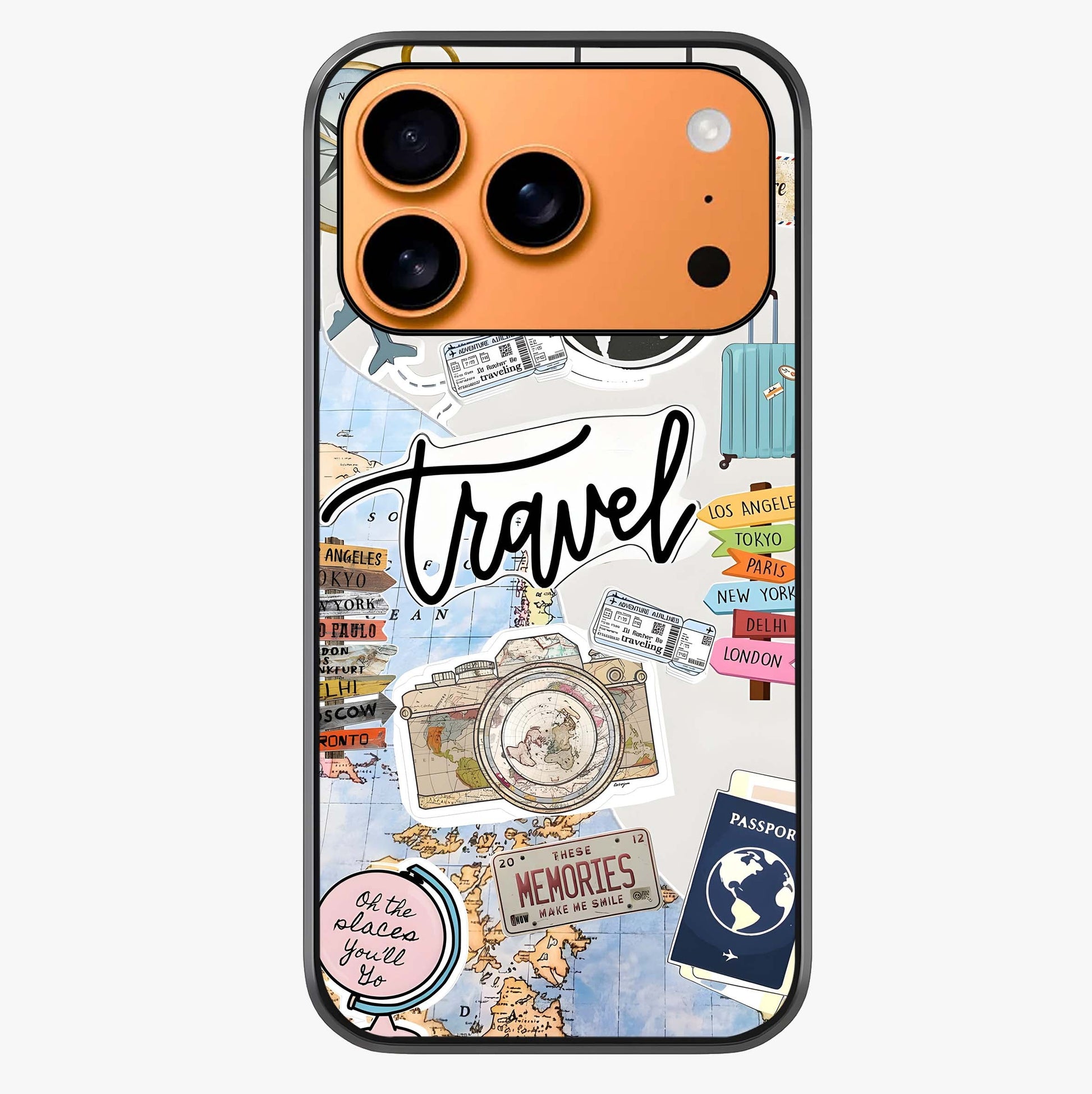 Wanderlust Journal Glass Case captured at a warm angle highlighting gloss, texture and premium glass finish.