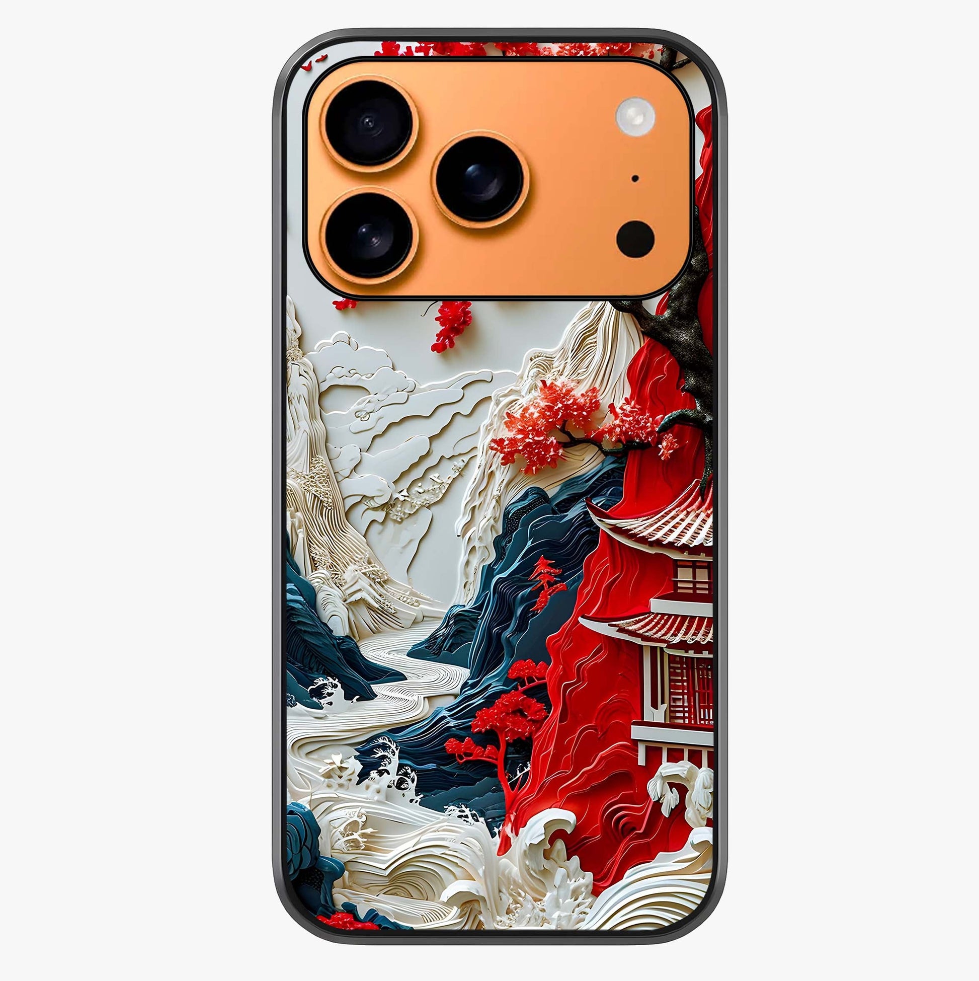 Whispers Of Sakura Waves Glass Case captured at a warm angle highlighting gloss, texture and premium glass finish.