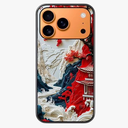 Whispers Of Sakura Waves Glass Case captured at a warm angle highlighting gloss, texture and premium glass finish.