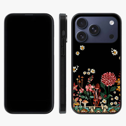Midnight Bloom Pattern Glass Case displayed upright for full design visibility and premium finish.