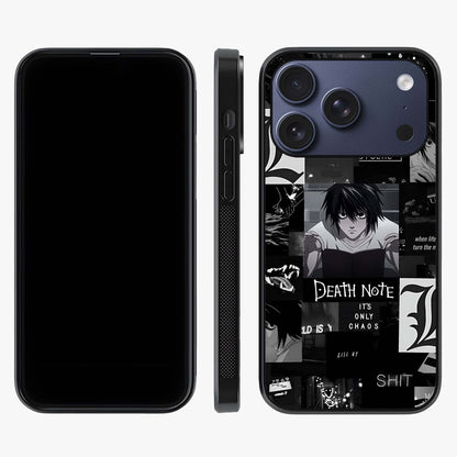 Midnight Chaos Mind Glass Case displayed upright for full design visibility and premium finish.