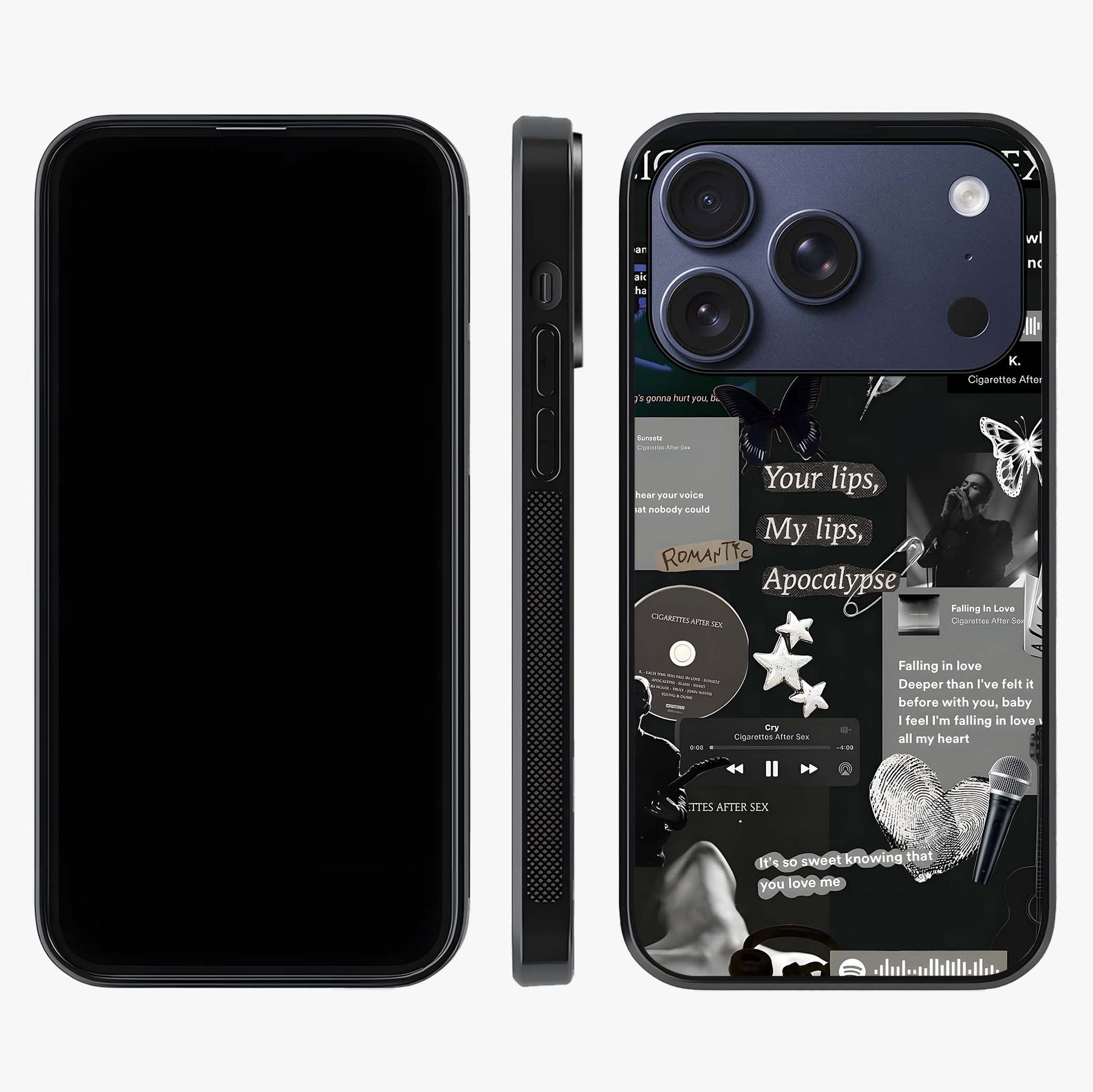 Midnight Love Echo Glass Case displayed upright for full design visibility and premium finish.