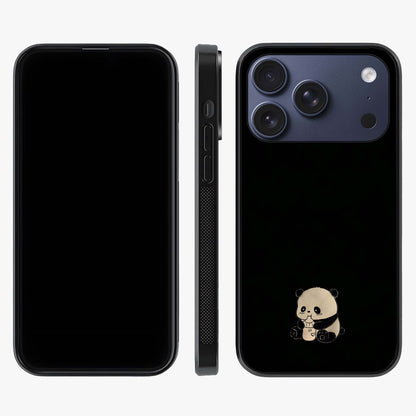 Midnight Panda Love Glass Case displayed upright for full design visibility and premium finish.
