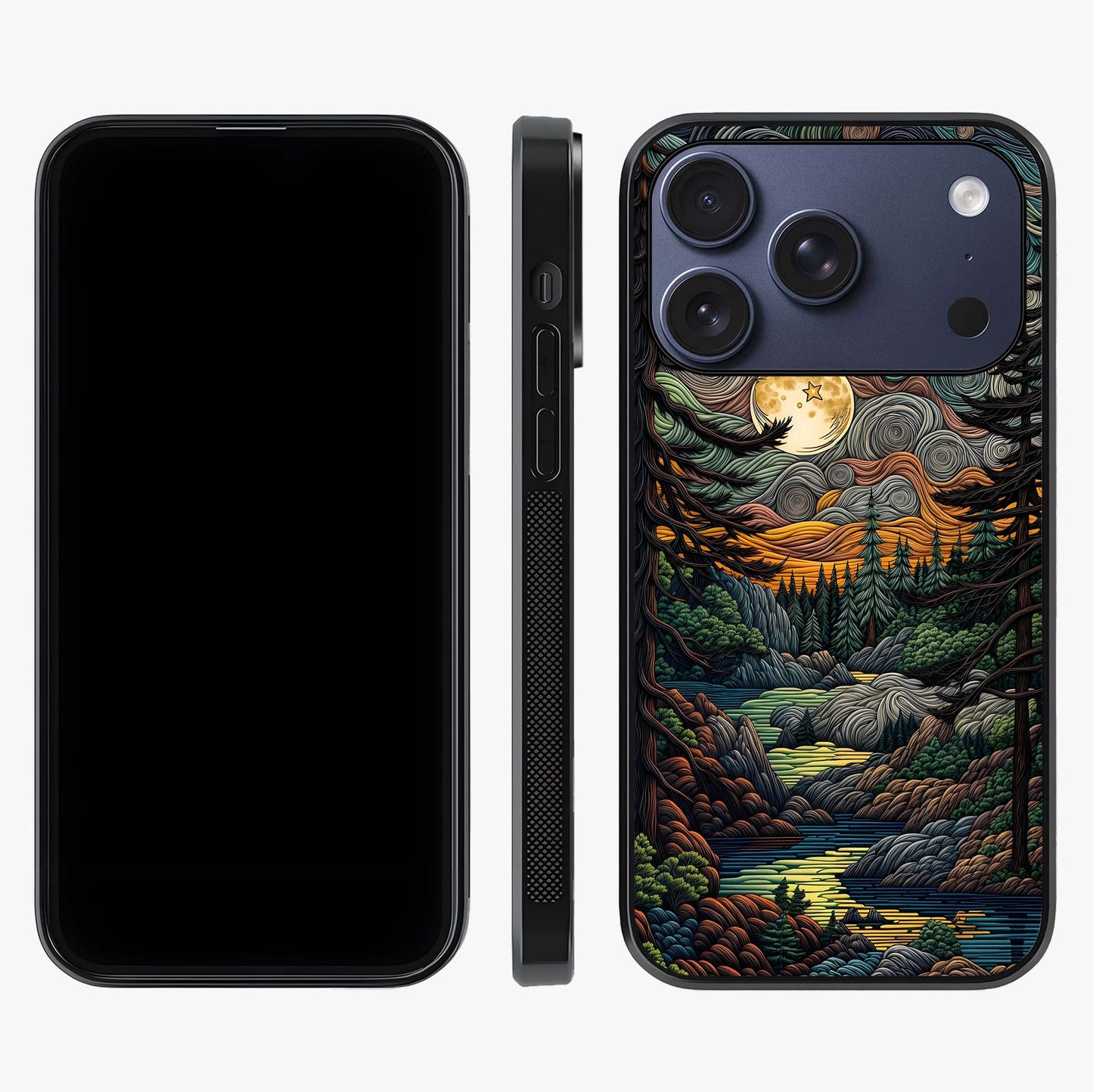 Moonlight Forest Dream Glass Case displayed upright for full design visibility and premium finish.