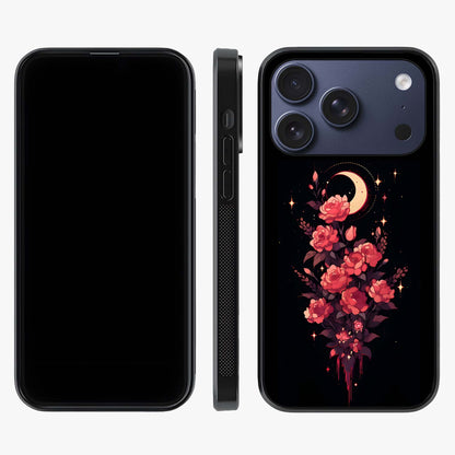 Moonlit Floral Elegance Glass Case displayed upright for full design visibility and premium finish.